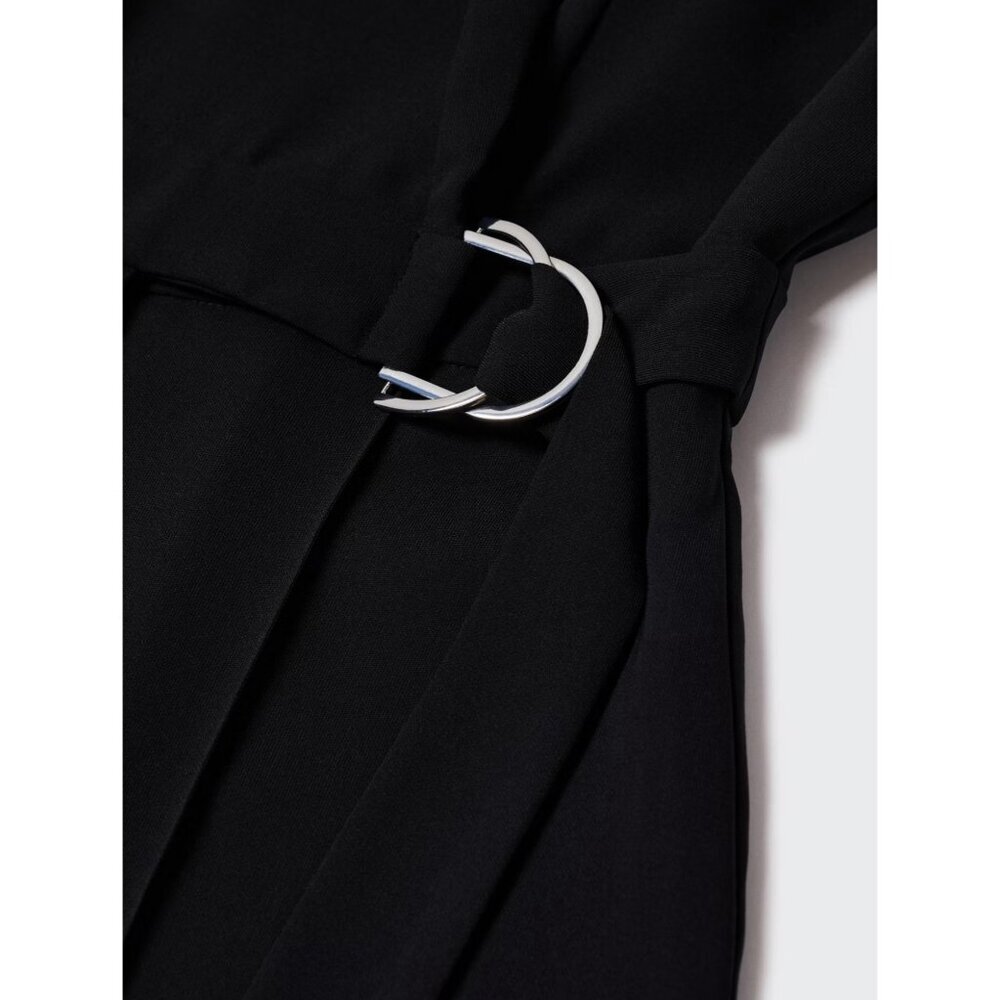 MNG‎ by Mango Black Sleeveless Belted Wrap Straight Leg Jumpsuit XL NWT - Picture 3 of 14